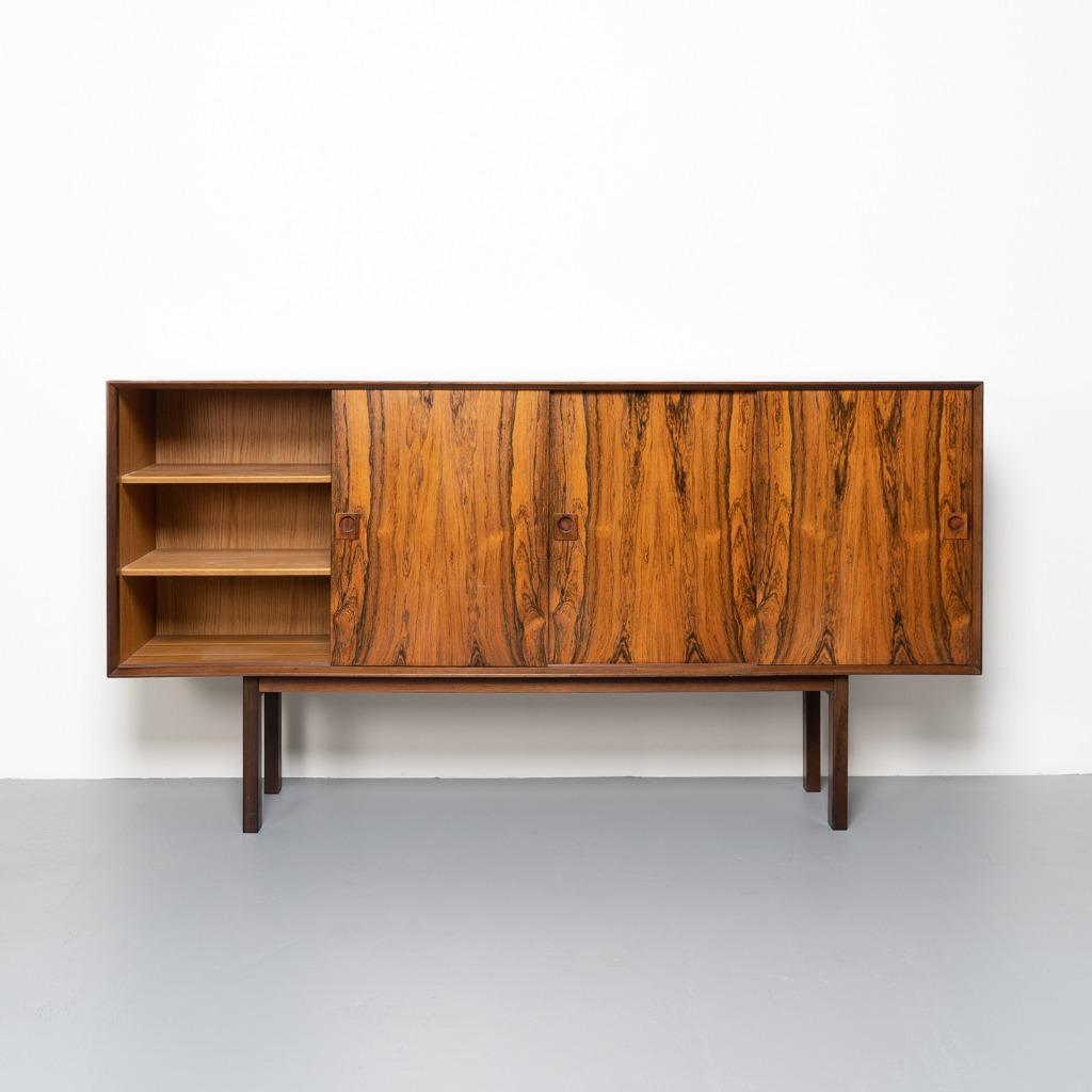Vintage Deens dressoir in palissander hout, Huis en Inrichting, Kasten | Dressoirs, Gebruikt, Met deur(en), 150 tot 200 cm, Eikenhout