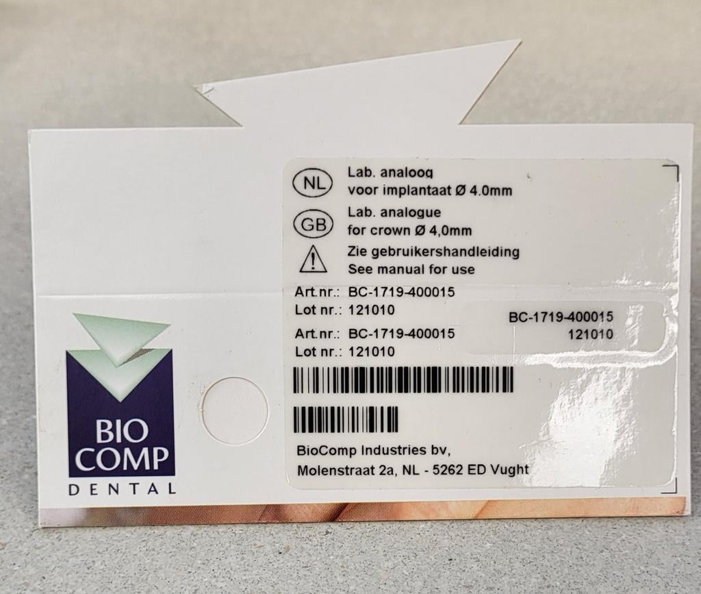 Biocomp implantaat niveau lab. analogen. 20stuks ongeopend