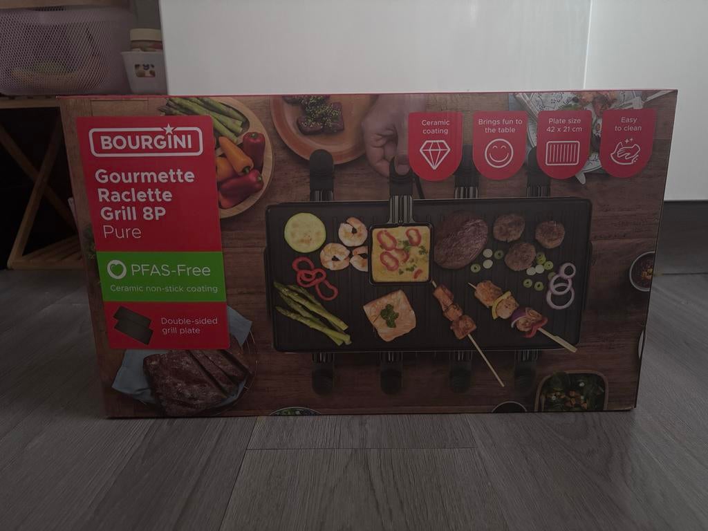 Bourgini Gourmette Raclette 8P Pure, Ophalen of Verzenden, Nieuw, 8 personen of meer