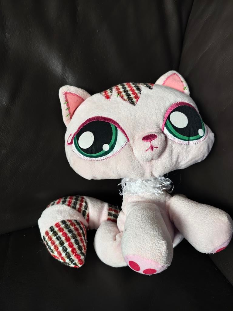 Roze Knuffel Poes met Grote Ogen, Ophalen of Verzenden, Gebruikt