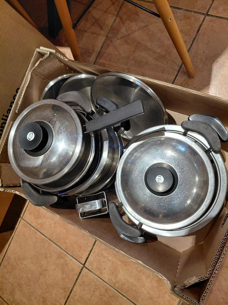 pannenset amc, Huis en Inrichting, Keuken | Potten en Pannen, Ophalen, Gebruikt, Keramische plaat, Pannenset