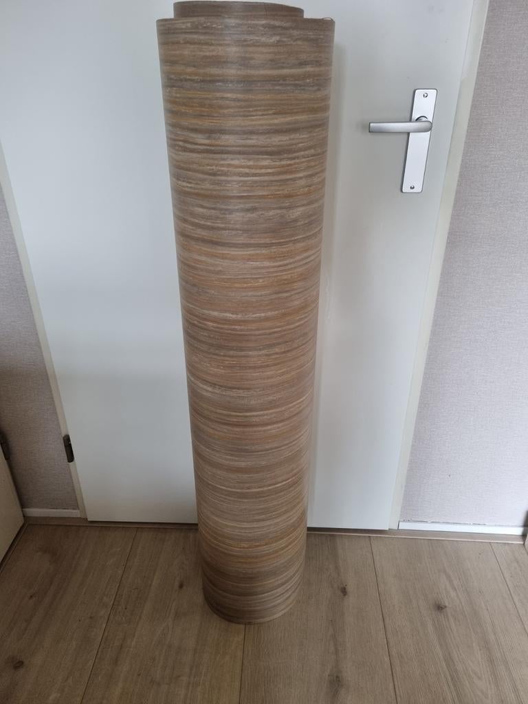 2 Rollen dik zeil, B122 x L327 & B203 x L289., Huis en Inrichting, Stoffering | Vloerbedekking, Ophalen, Bruin, Overige typen