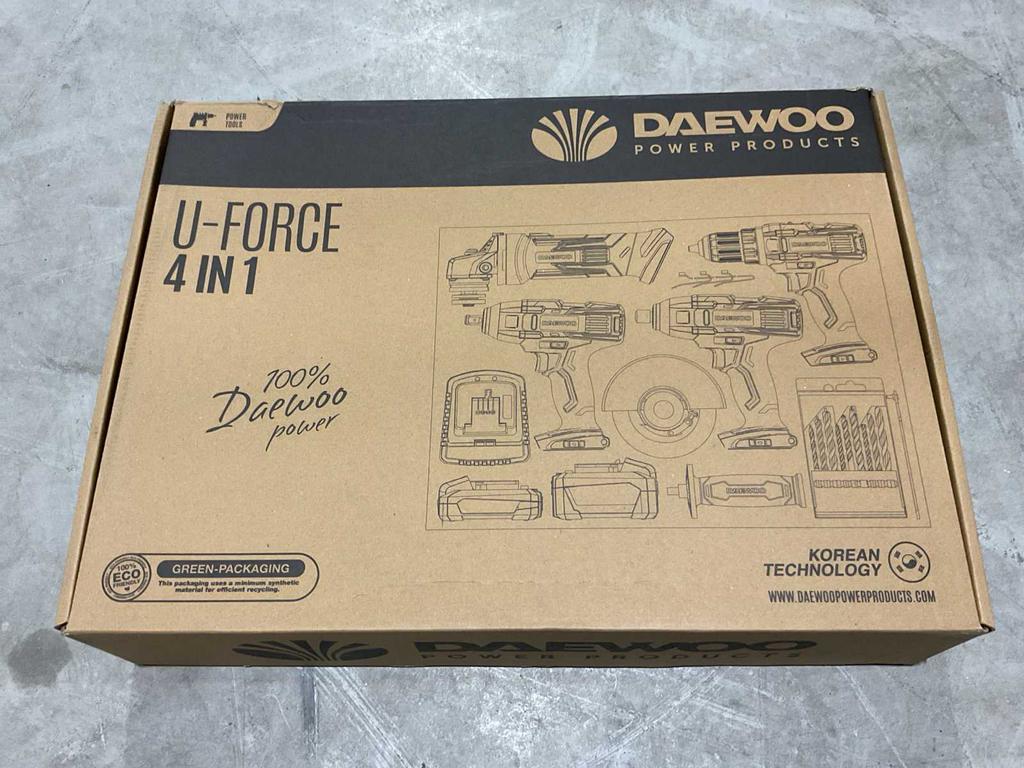 Daewoo u-force 4 in 1 accu gereedschapsset in lade nieuw ‼️, Doe-het-zelf en Verbouw, Gereedschap | Boormachines, Ophalen, Nieuw