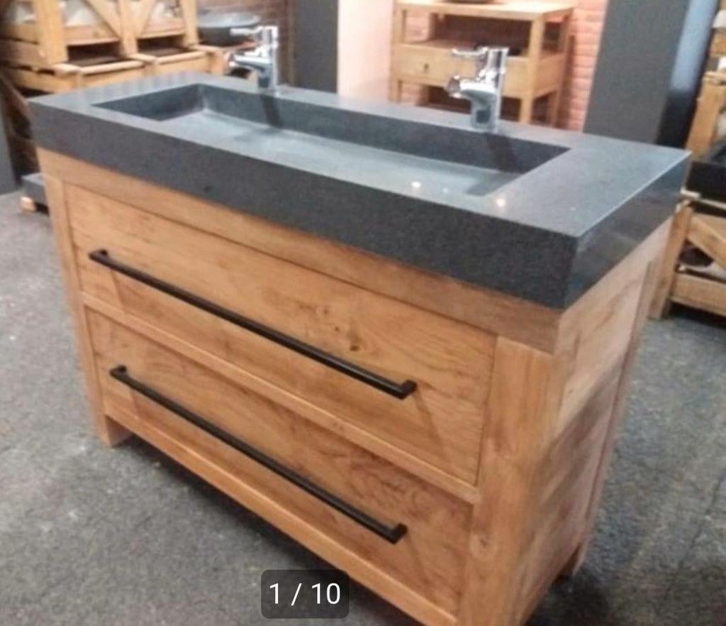 Badkamermeubel hout, badmeubel, landelijk, robuust, oud hout, Huis en Inrichting, Badkamer | Badkamermeubels, Ophalen of Verzenden