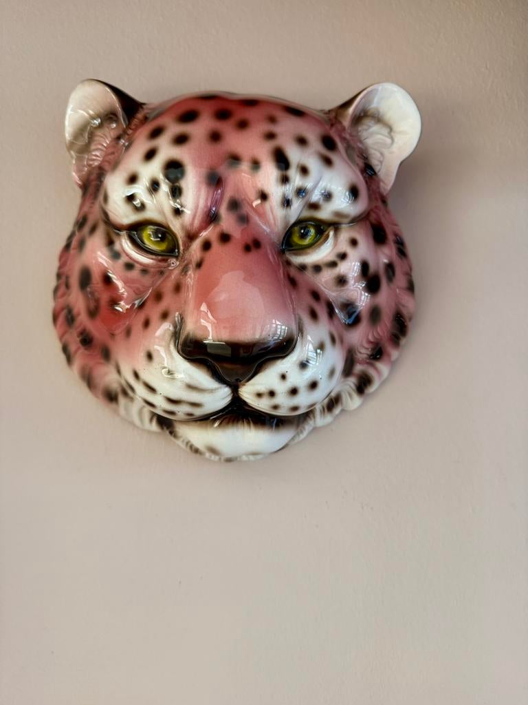 Masker wanddecoratie luipaard Italiaans Italië roze, Ophalen of Verzenden