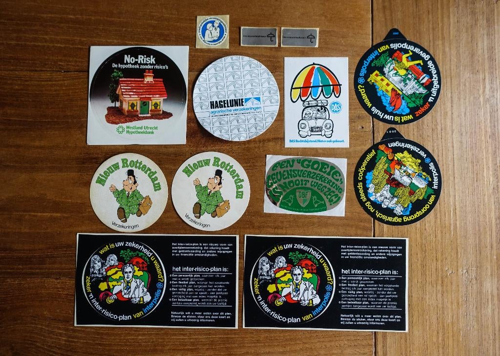partij stickers - verzekeringen, Verzamelen, Ophalen of Verzenden