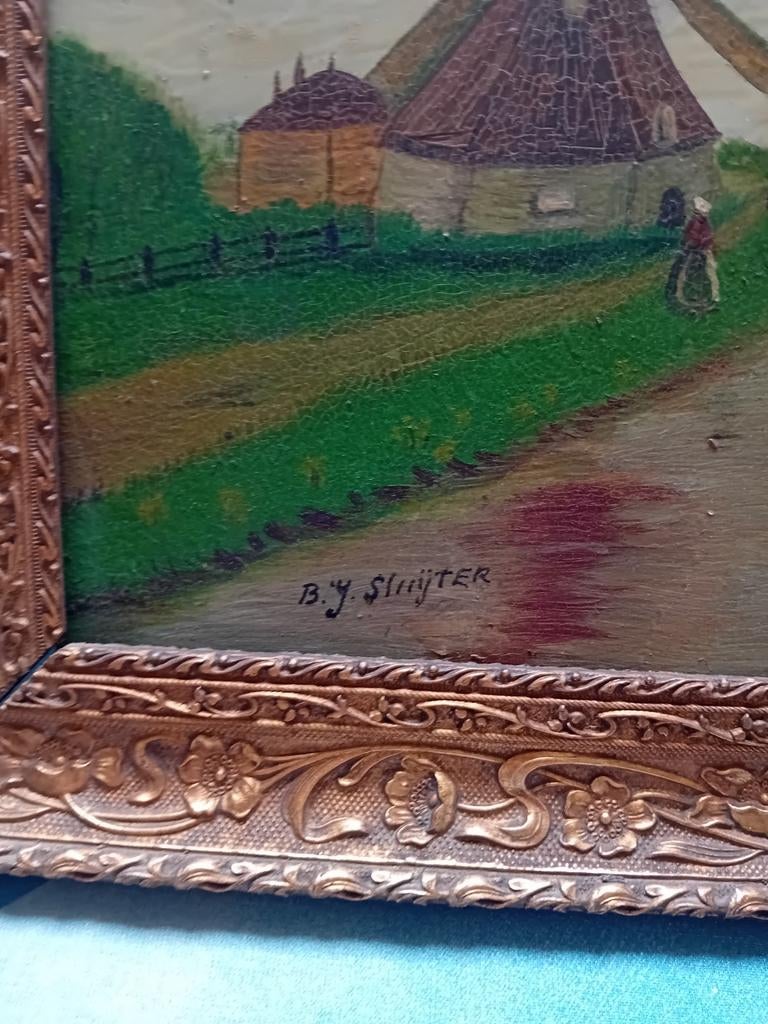 Oude Hollandse Molen Schilderij, Antiek en Kunst, Ophalen of Verzenden