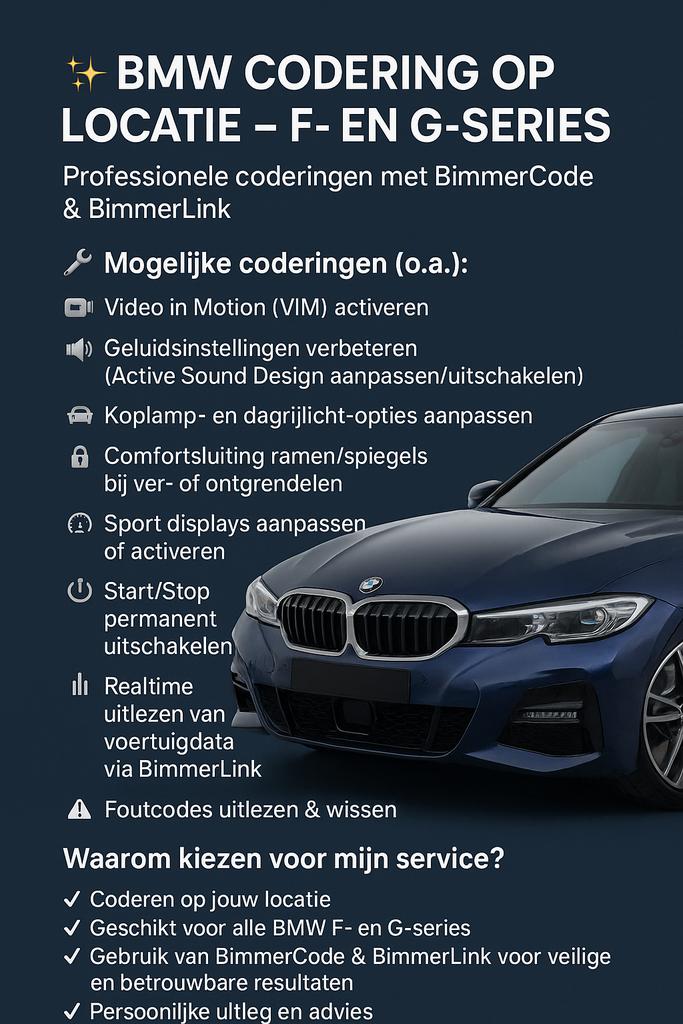 BMW Coderen op locatie | F-serie & G-serie |, Auto diversen, Ophalen, Nieuw