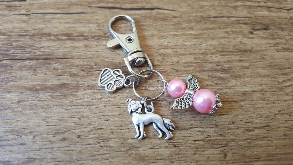 Sleutelhanger Chinese crested met beschermengeltje, Verzenden, Nieuw