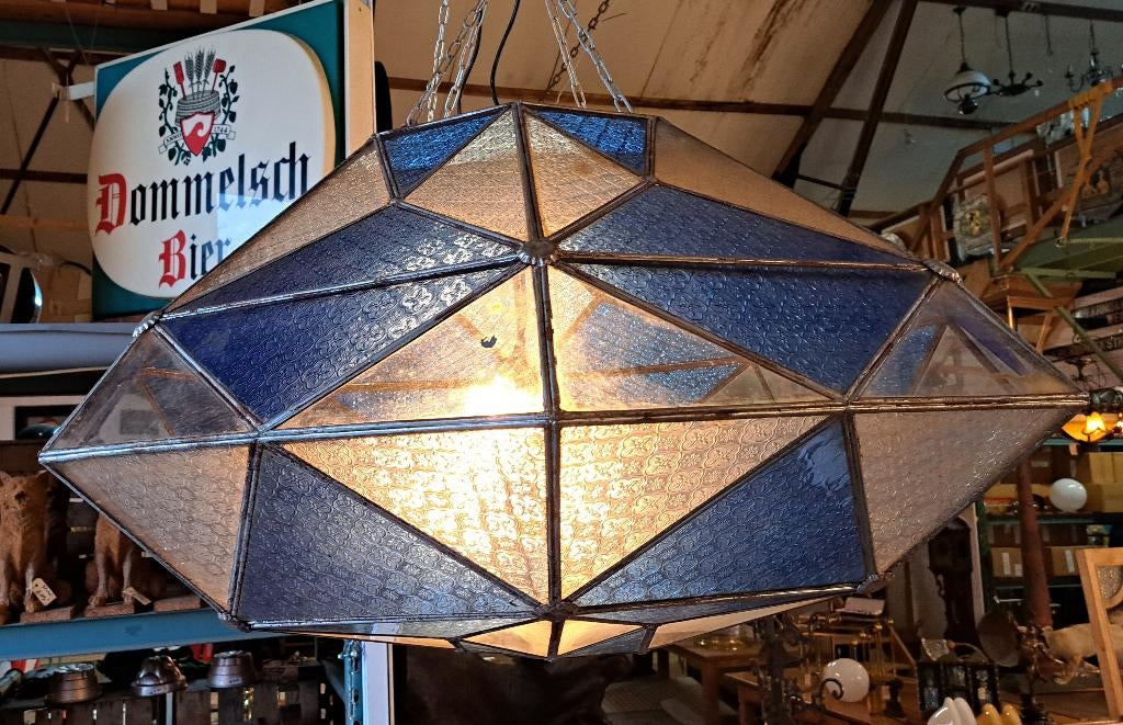 Grote glas in lood lamp in de vorm van een diamant 130 cm, Ophalen