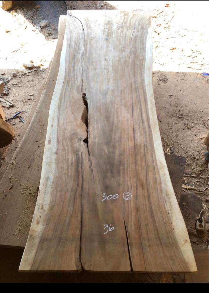 Tafelblad 8cm Boomstamblad Suar 300cm, Ophalen, Nieuw, Minder dan 200 cm