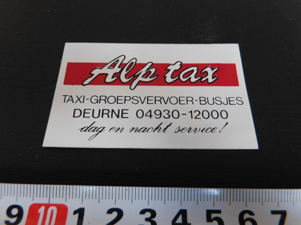 sticker deurne alp tax taxi groepsvervoer busjes, Ophalen, Zo goed als nieuw