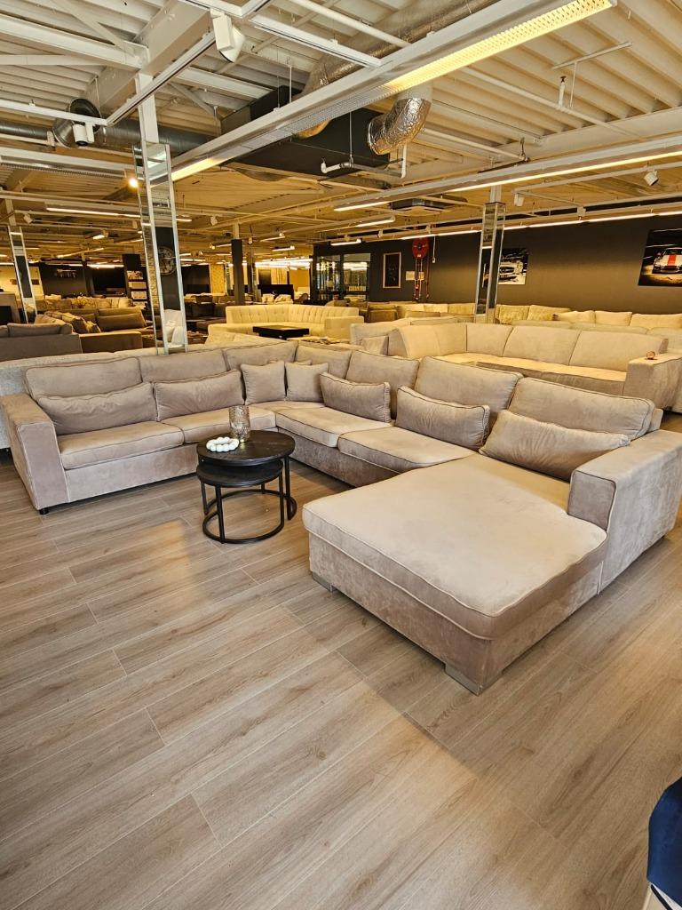 XXL Hoekbank Velvet Taupe Spot Goedkoop Stunt Actie SAle