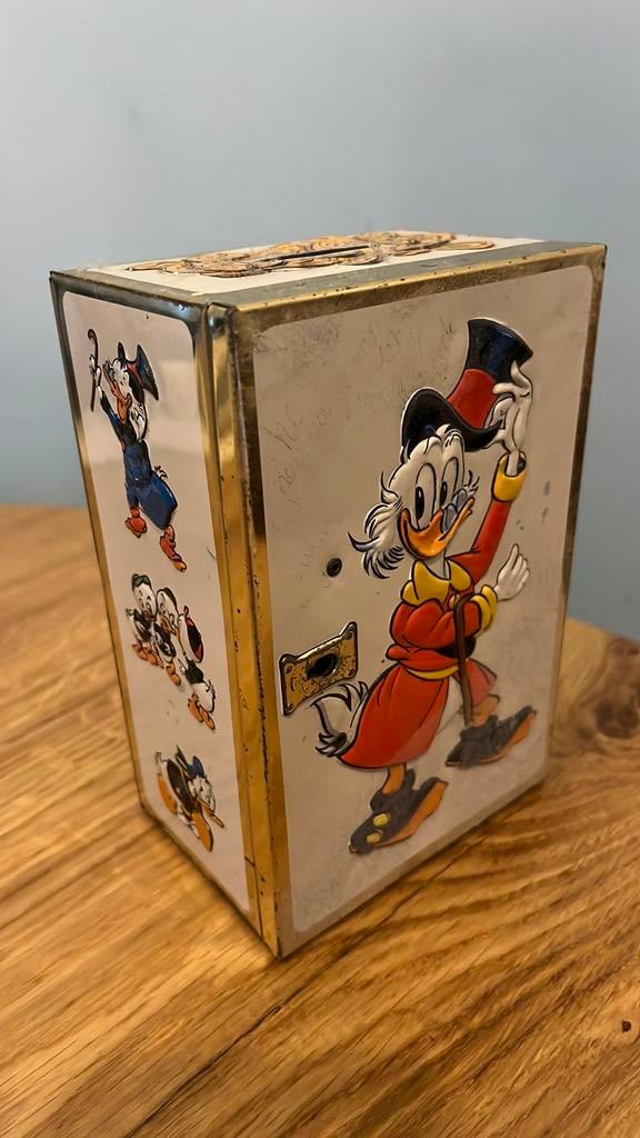 Royco spaarpot Dagobert Duck - Walt Dinsney productions, Verzamelen, Spaarpotten, Ophalen of Verzenden, Gebruikt, Metaal of Blik