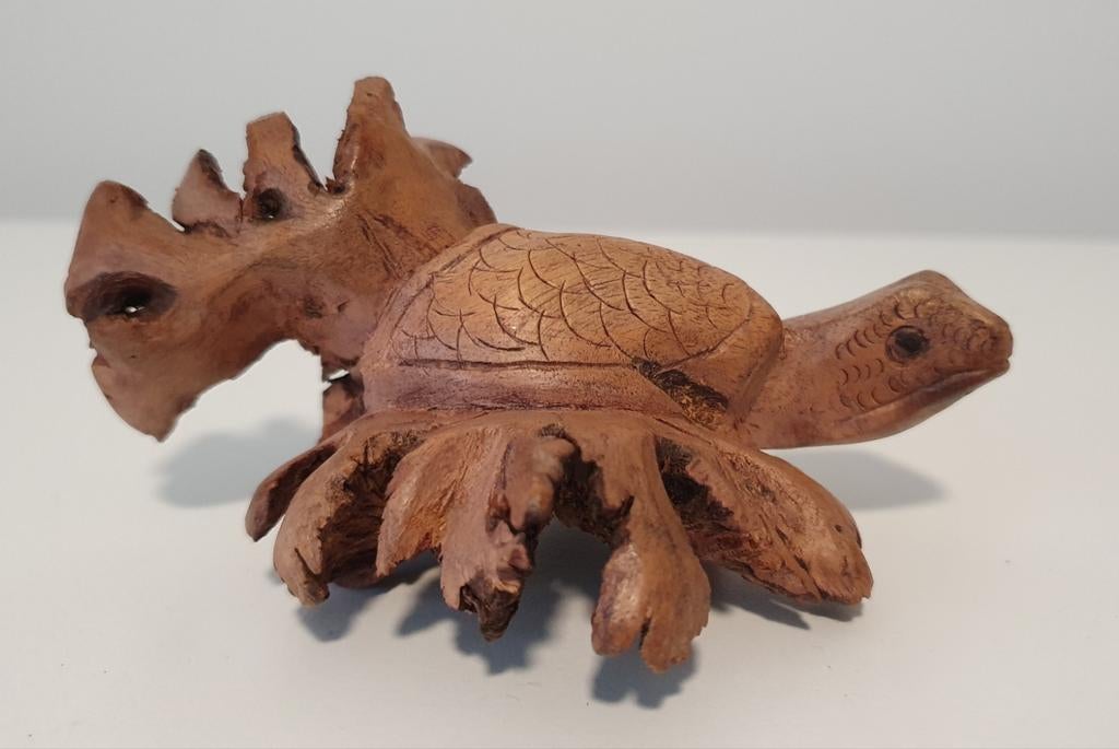Vintage handgesneden schildpad van wortelhout, Antiek en Kunst, Ophalen of Verzenden