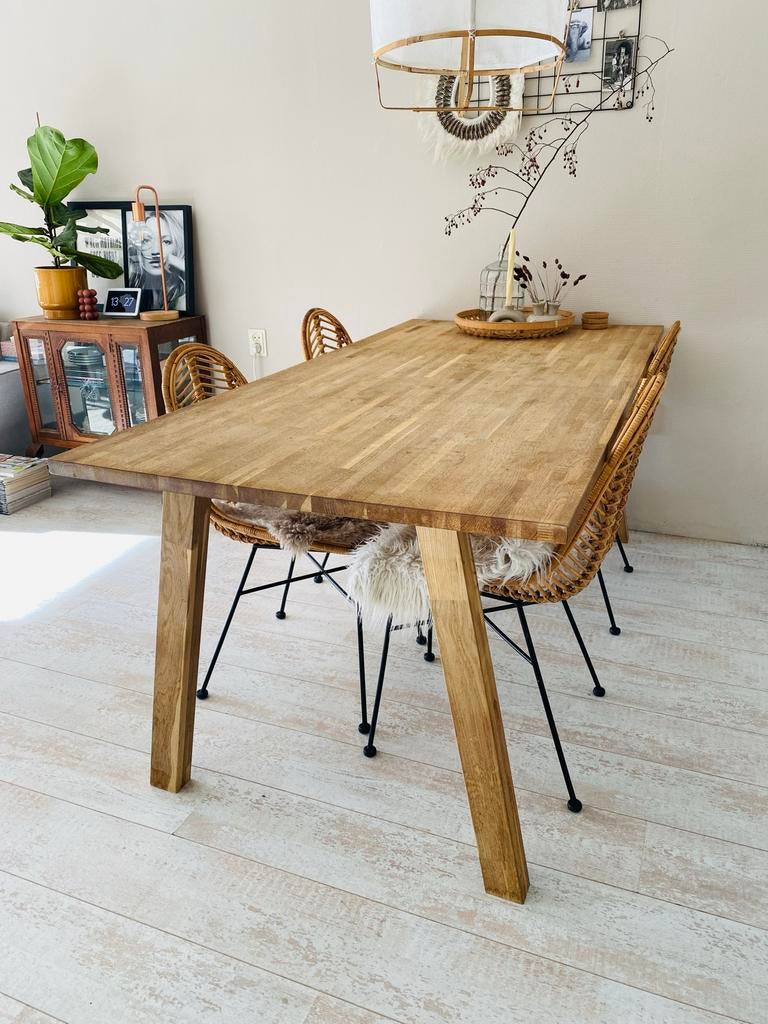 VERKOCHT  Woood eikenhouten Tafel 184x90cm, Ophalen, Gebruikt, Eikenhout, 50 tot 100 cm