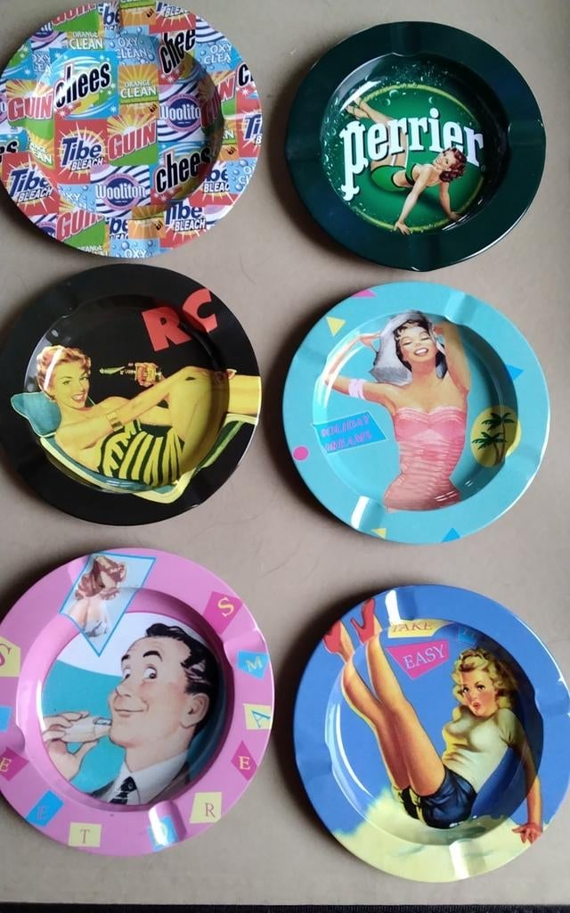 6 Retro metaal asbakken, Ophalen of Verzenden, Huis en Inrichting