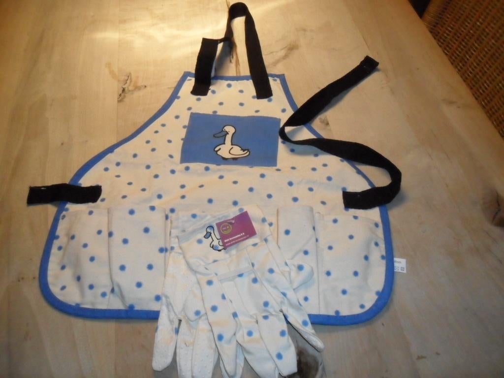 Nieuw kinderschortje met handschoenen tuin schort kind., Verzenden, Nieuw