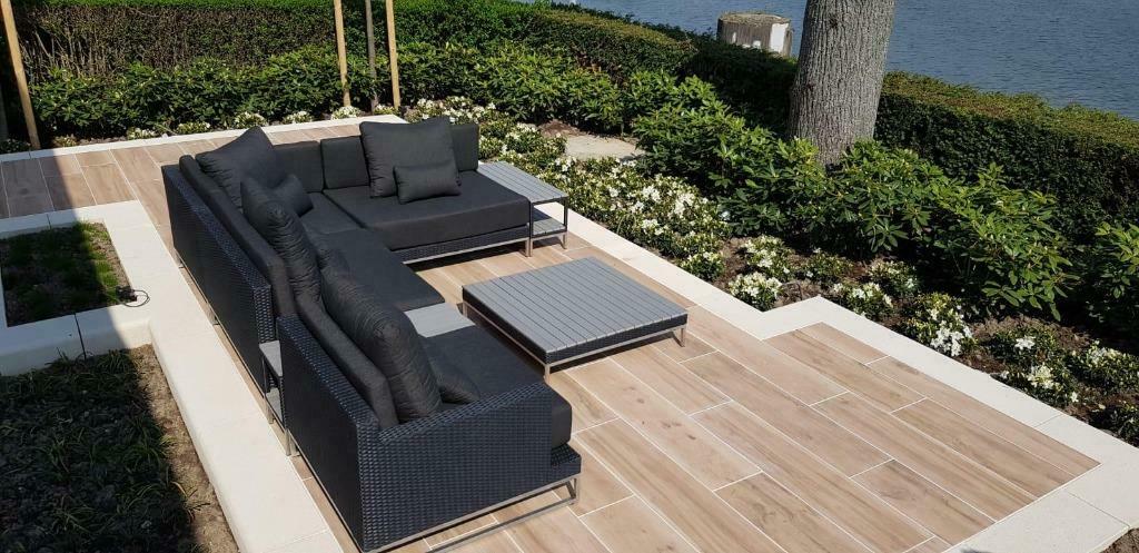 Loungeset modulair Nova zwart wicker sunbrella stof, Tuin en Terras, Tuinsets en Loungesets, 4 zitplaatsen, Verzenden, Nieuw, Loungeset