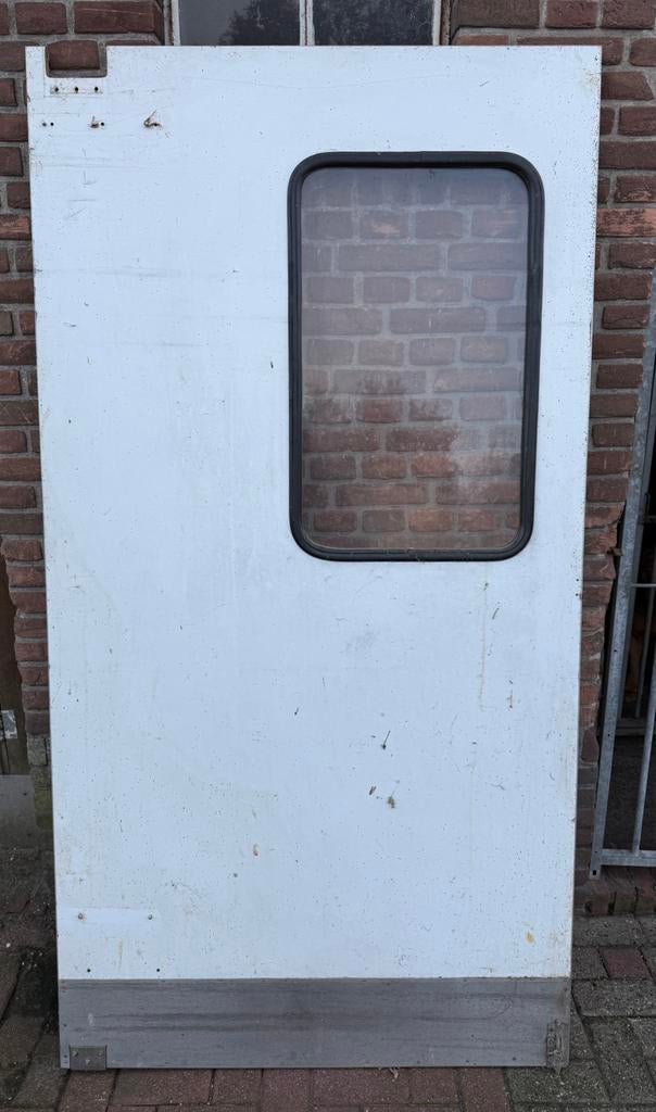 Industriële deuren met raam  met rvs onderkant en aluminium, Doe-het-zelf en Verbouw, Ophalen, Zo goed als nieuw, Binnendeur, 200 tot 215 cm