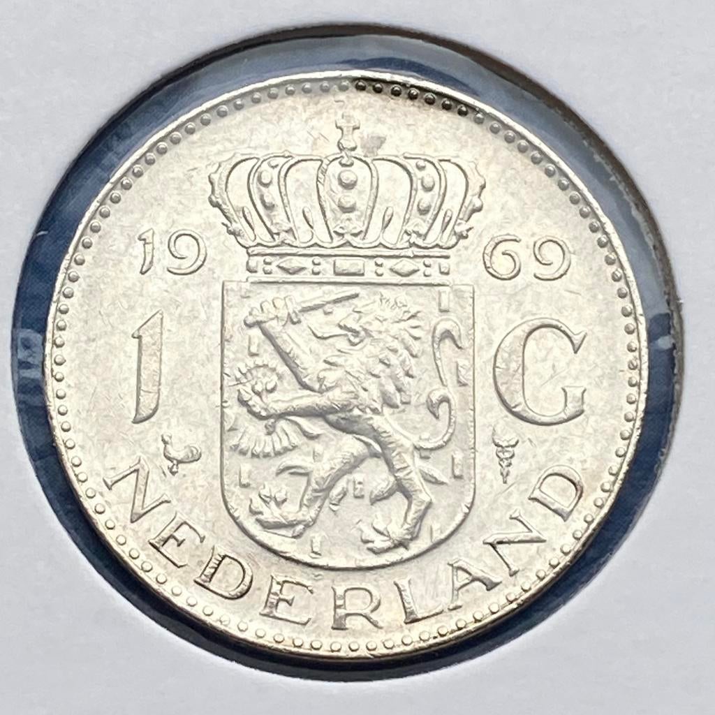 1 Gulden uit 1969 haantje 🐓 / haan van Juliana, Postzegels en Munten, Munten | Nederland, Verzenden, Koningin Juliana, 1 gulden