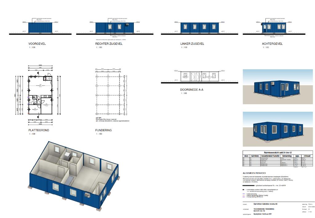 ** Woonunits TE HUUR - 60m2** AANBIEDING €135,-, Ophalen