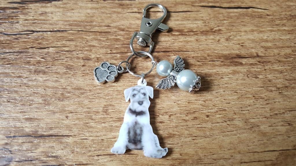 Tashanger Sleutelhanger Schnauzer met beschemengeltje, Verzenden, Nieuw, Hanger