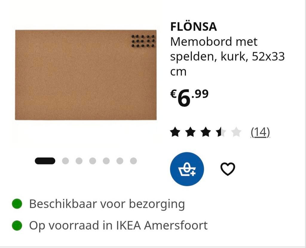 4x IKEA FLÖNSA Memobord Prikbord Kurk 52x33 cm - Nieuwstaat, Ophalen of Verzenden, Nieuw, Prikbord