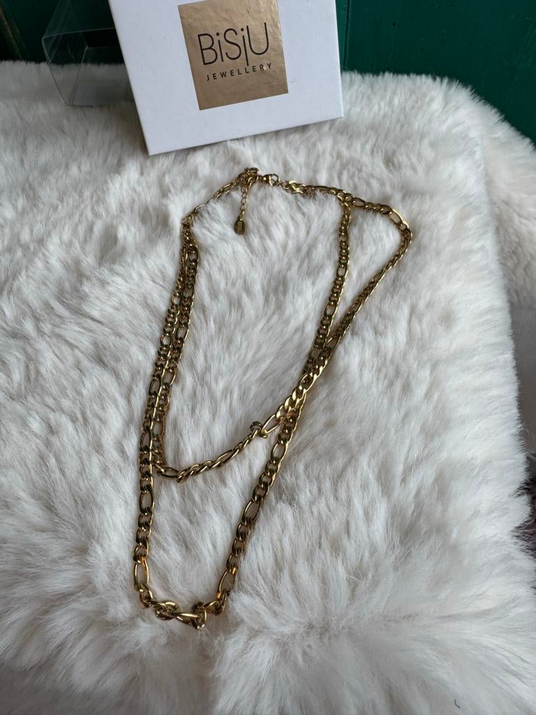 BiSiU Jewellery Figaro Gouden Ketting - Modern & Elegant, Overige materialen, Verstelbaar, Ophalen of Verzenden, Zo goed als nieuw