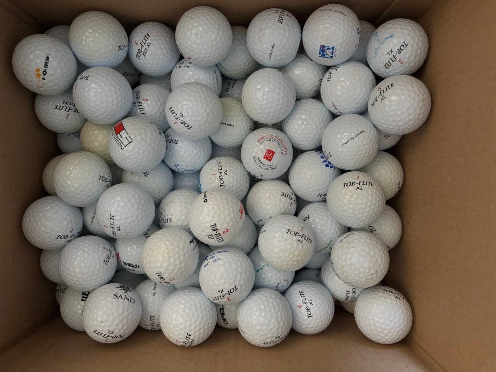 100 stuks TopFlite golfballen, Ophalen of Verzenden, Zo goed als nieuw, Bal(len)