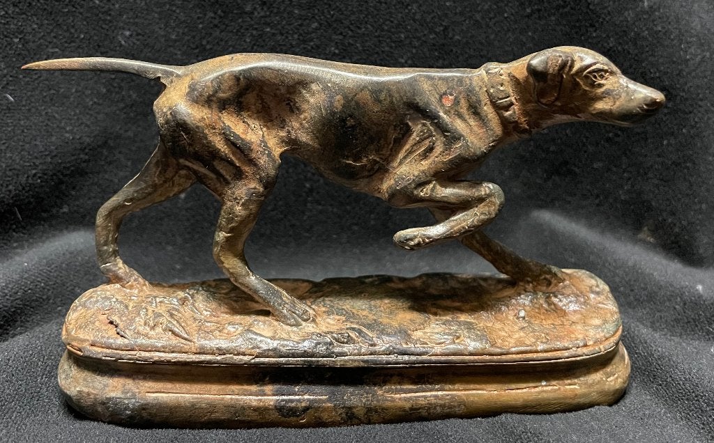 Bronzen beeld jachthond P.Chenet gedetailleerd zuiver brons, Ophalen of Verzenden