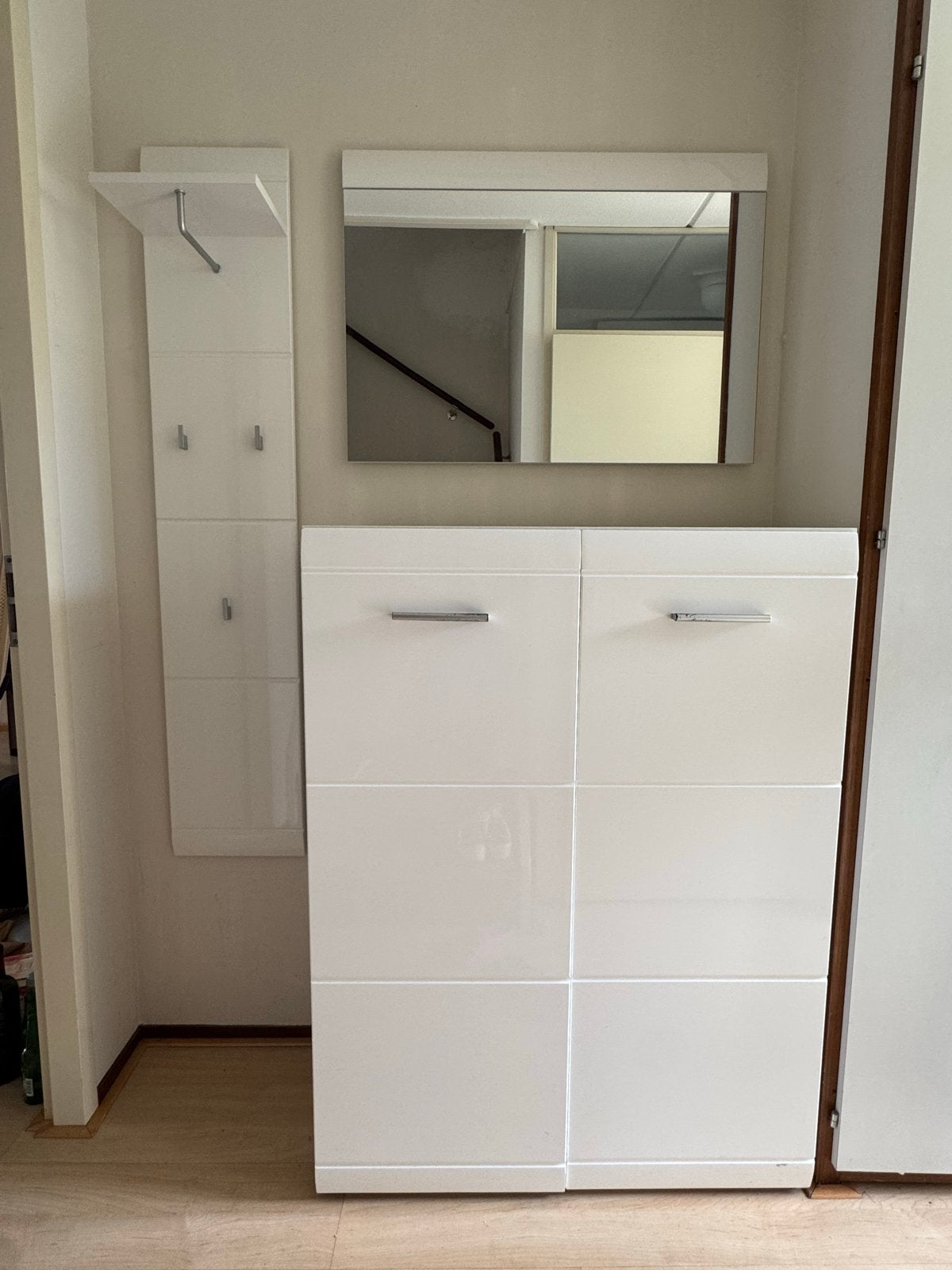 Witte halset met spiegel en schoenenkast, Ophalen, Gebruikt
