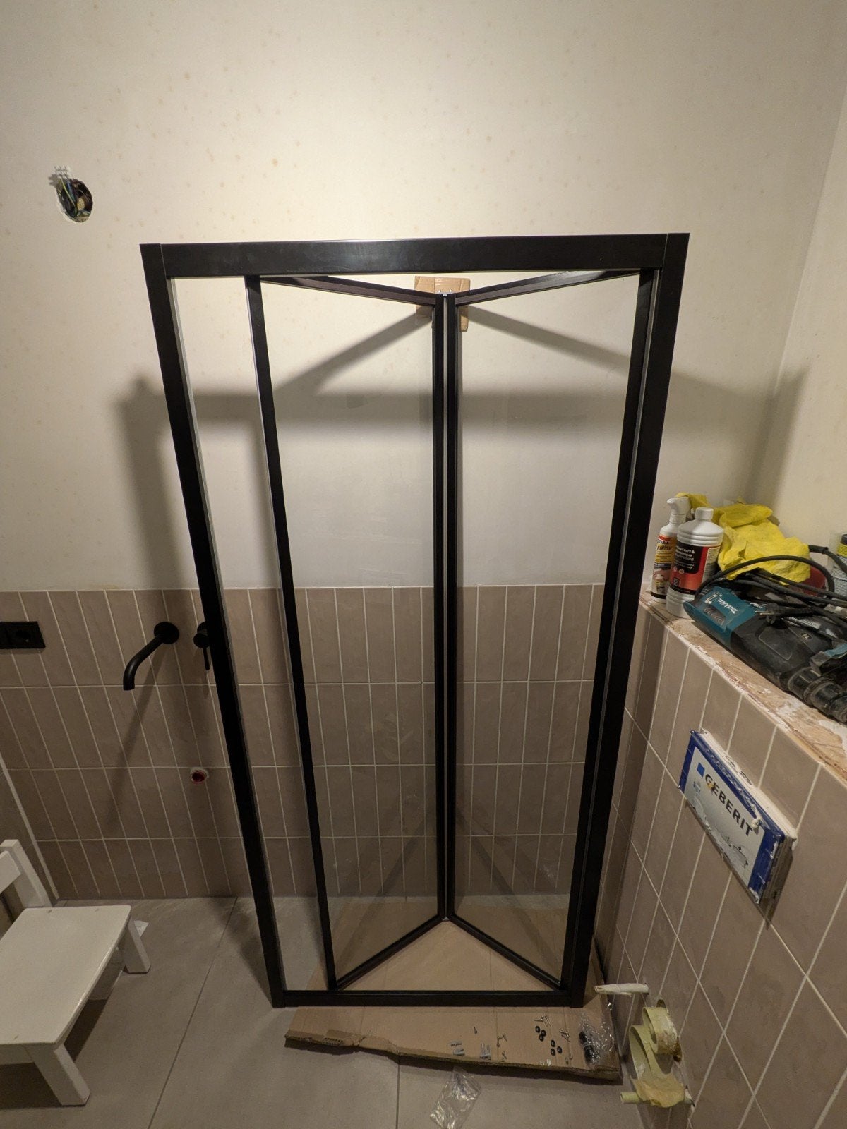 Nieuwe zwarte douchedeur, ongebruikt, Ophalen, Nieuw, Rvs, Douche