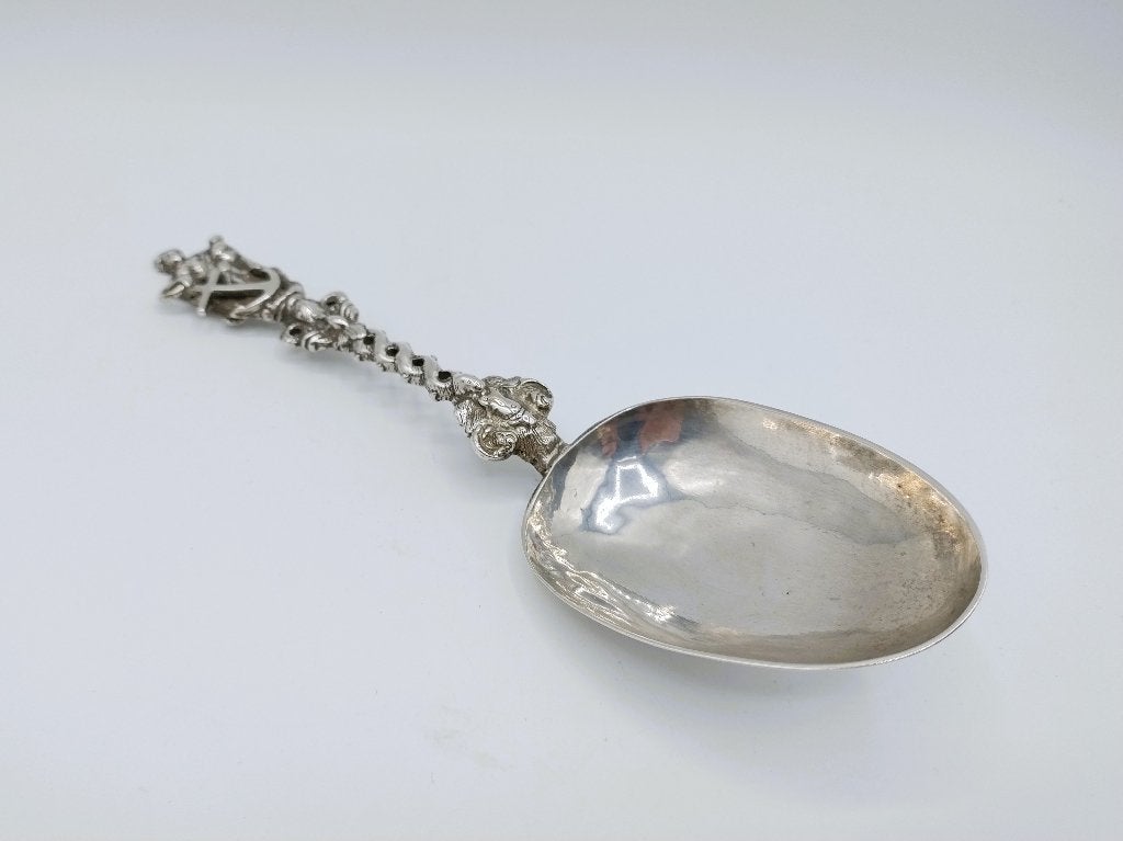 Zilveren gelegenheidslepel, P. Feyens, Leeuwarden, ca. 1745, Verzenden, Zilver