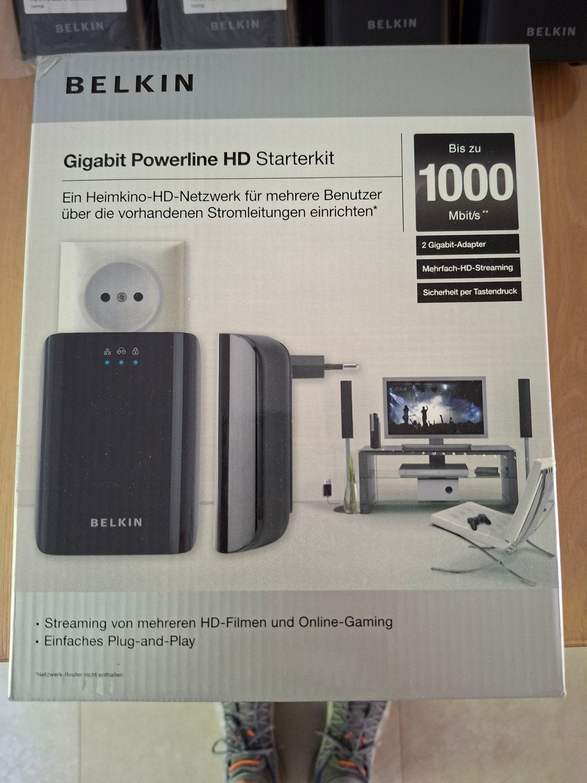 2x Belkin Gigabit Powerline HD Starterkit (4 adapters), Computers en Software, Powerlines, Ophalen of Verzenden, Zo goed als nieuw