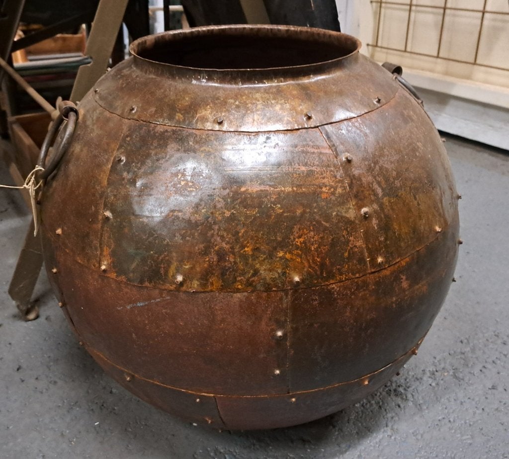 Grote oude ronde bloempot en 53 cm doorsnee herkomst India, Ophalen of Verzenden
