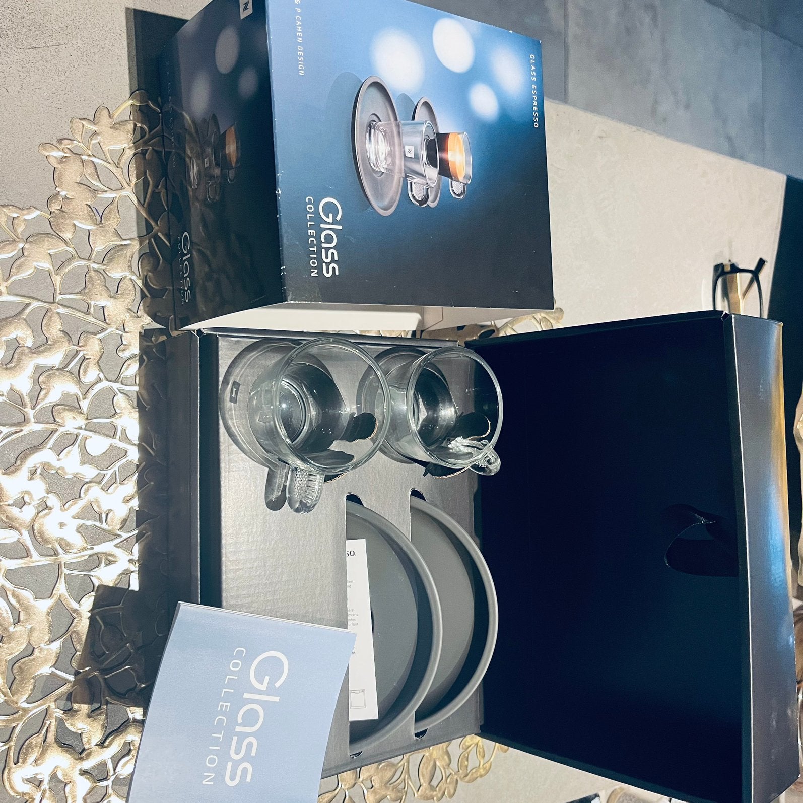 Nieuw Nespresso espresso glass collection 2x kop en schotel, Ophalen, Nieuw, Overige typen