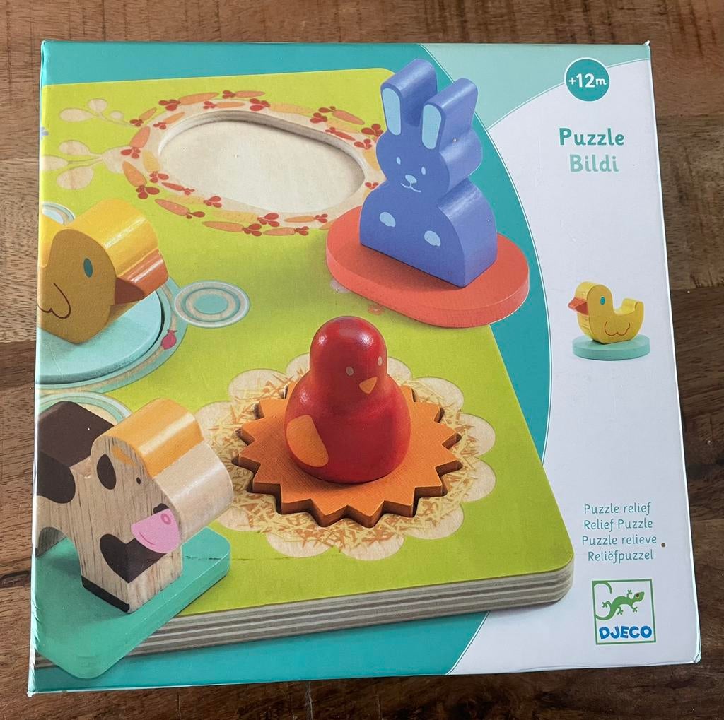 Reliëf puzzel Hout Djeco 12+ maanden Dieren, Gebruikt, Ophalen of Verzenden, Van hout, Minder dan 10 stukjes
