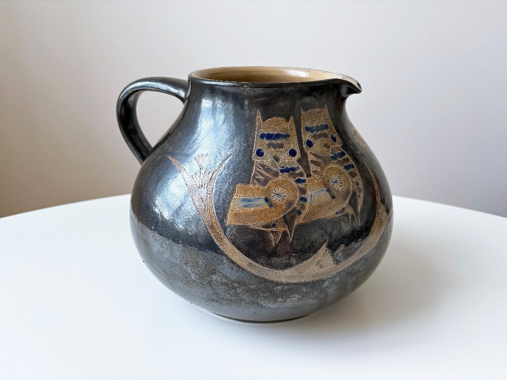 Grote Wim Mühlendyck keramische vaas kan lusterglazuur, Huis en Inrichting, Woonaccessoires | Vazen, 23 cm, Met patroon/structuur