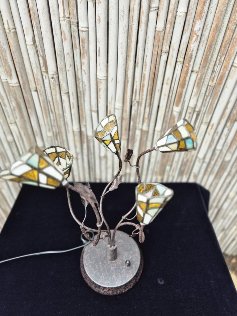 Tafellamp - Tulpenlamp - Glas in Lood -Tiffanystijl -Dimmer, Dimbaar, Gebruikt, Tiffany lamp, Overige fittingen