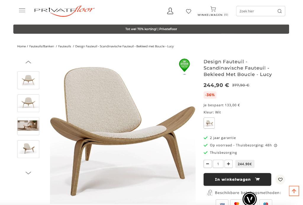 replica Fauteuil CH07 Shell Chair Carl Hansen & Son, Nieuw, 50 tot 75 cm, Ophalen, Leer