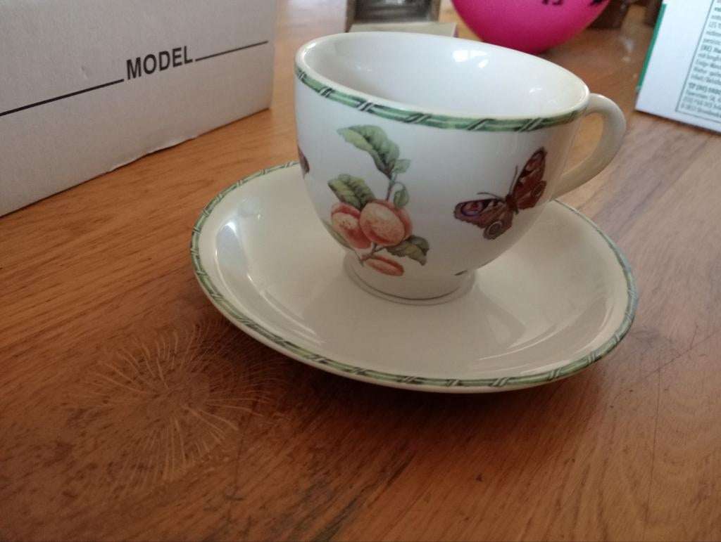 Janneke Brinkman kop en schotel Fruit & Flowers, Huis en Inrichting, Keuken | Servies, Nieuw, Ophalen of Verzenden, Overige stijlen