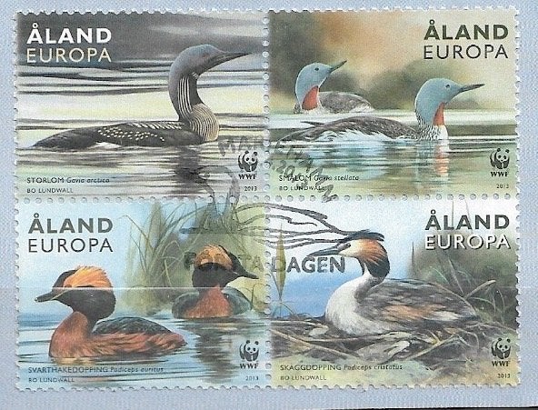 ALAND Blokje Watervogels 2013, Verzenden, Finland, Gestempeld