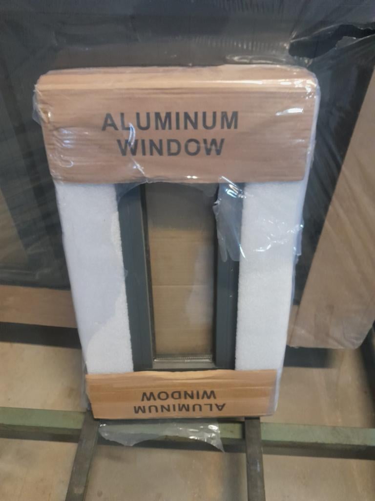 Aluminium Klapraam met Dubbel Glas - Grijs, Gevelraam of Ruit, Minder dan 80 cm, Minder dan 80 cm, Nieuw