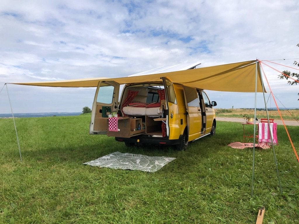 Cabrio Camper VW T5 L2 Euro 5 met Slaaphefdak en 2 keukens, Buscamper of Camperbus, Koelkast, Volkswagen, Tot en met 2