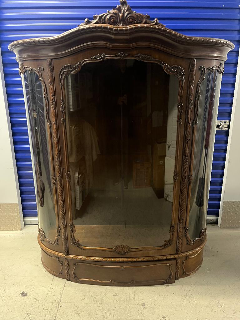Antieke vitrine kast Louis XV-stijl (Rococo), Ophalen, Met plank(en), Gebruikt, 100 tot 150 cm