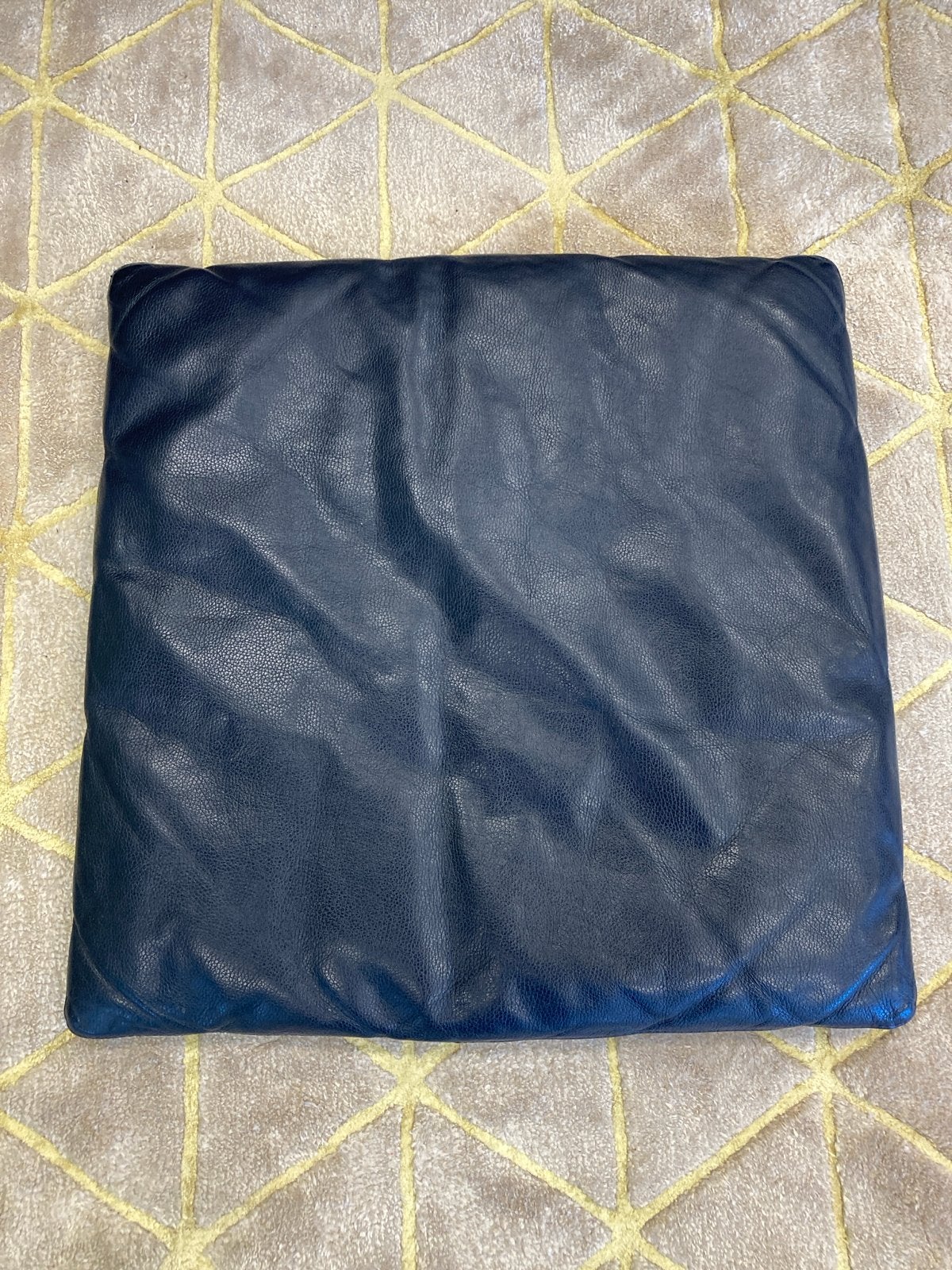 Donkerblauw Leren Leolux Kussen - Hoorde bij hocker, Huis en Inrichting, Overige merken, Gebruikt, Blauw, Vierkant