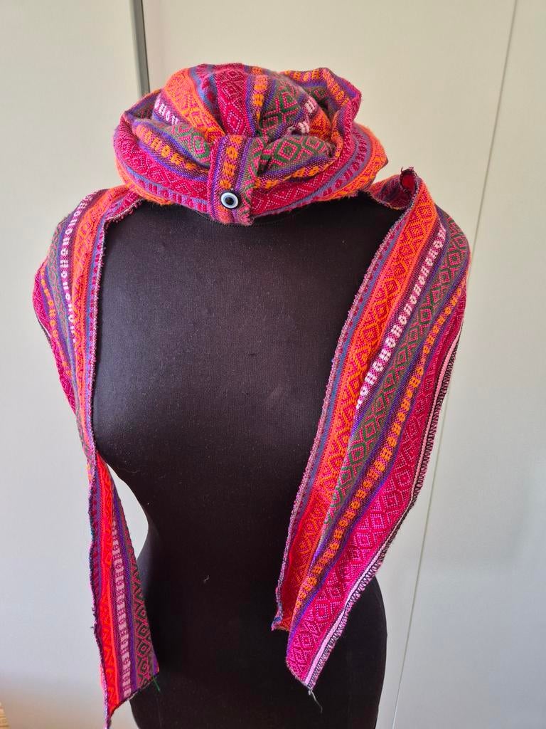 Gekleurde Arabische hoofddoek ***zgan***, Ophalen of Verzenden, Zo goed als nieuw, Muts