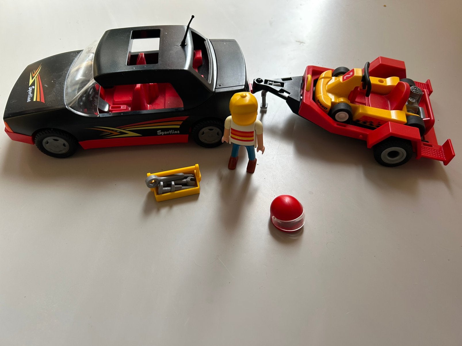 Playmobil 4442 raceauto met kart, Ophalen of Verzenden, Zo goed als nieuw