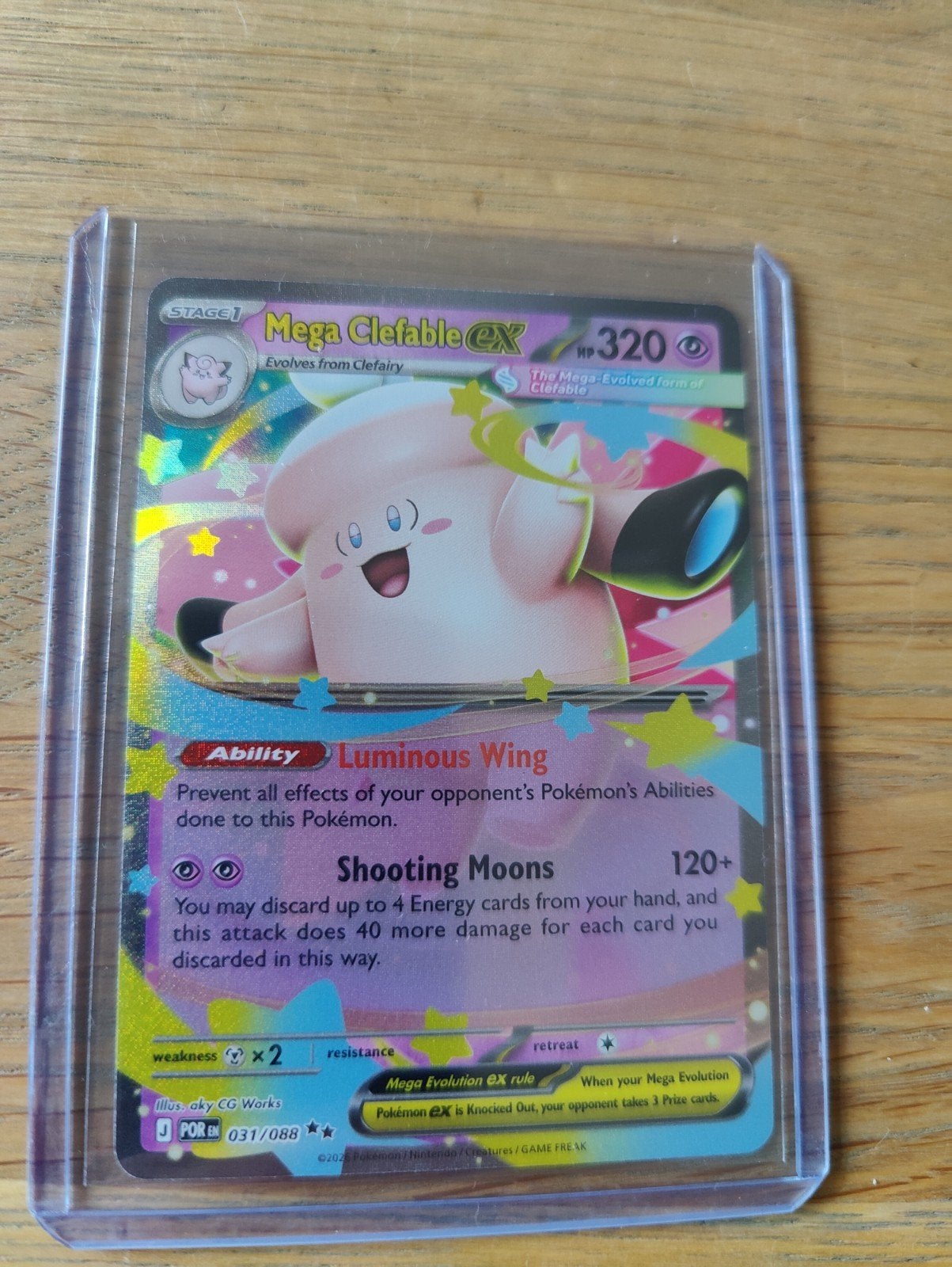 Mega Clefable EX Pokémon Kaart 031/088 Holo, Ophalen, Zo goed als nieuw, Losse kaart